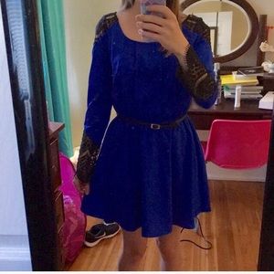 Royal blue and black cocktail dress